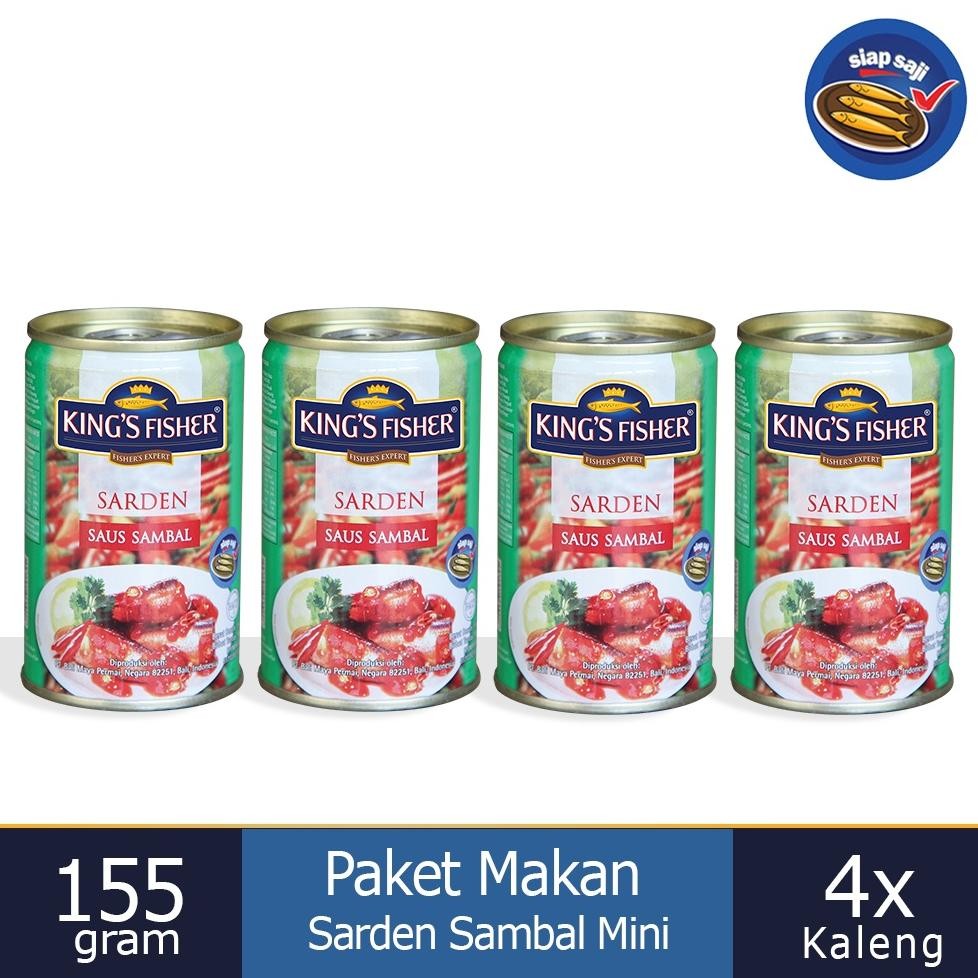 

TERMURAH Paket Makan 4 King's Fisher Sarden mini saus sambal Makanan Kaleng 155g kings fisher Siap kirim