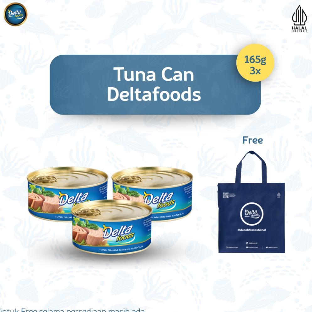 

READY STOK Deltafoods - Ikan Tuna Dengan Minyak Kanola DeltaFoods Bundling 3 Free Totebag Siap kirim