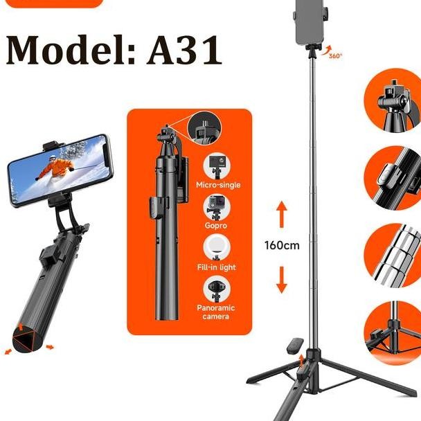 Mixio A31 Tongsis Bluetooth Selfie Sti Tri