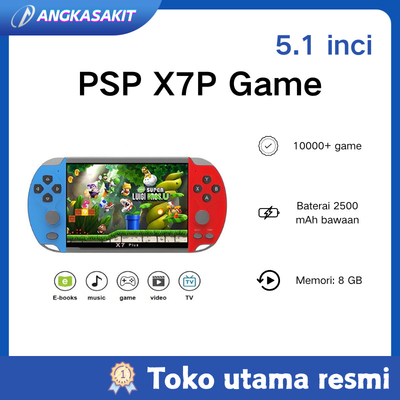 roseidstore PSP X7/X7 PLUS 5.1 inci layar besar dual joystick retro game arcade handheld 8GB