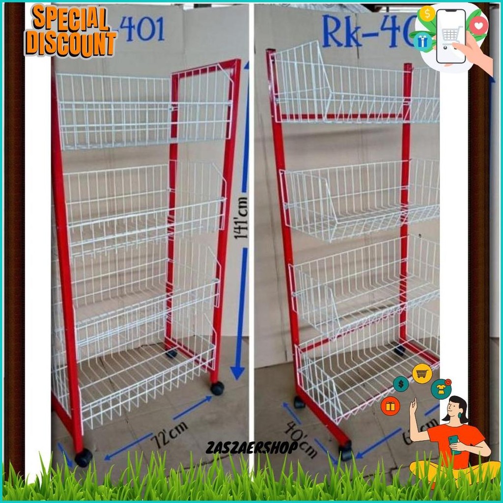 Rak [K402] Ceker Besi Merah/Rak Indomaret/Rak Besi Tebal/Rak Jualan/Rak Kuat Original Produk