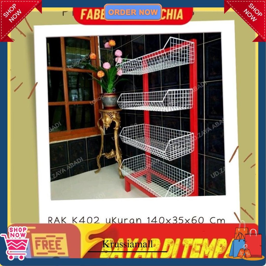 Rak [K402] Ceker Besi Merah/Rak Indomaret/Rak Besi Tebal/Rak Jualan/Rak Kuat Original Produk