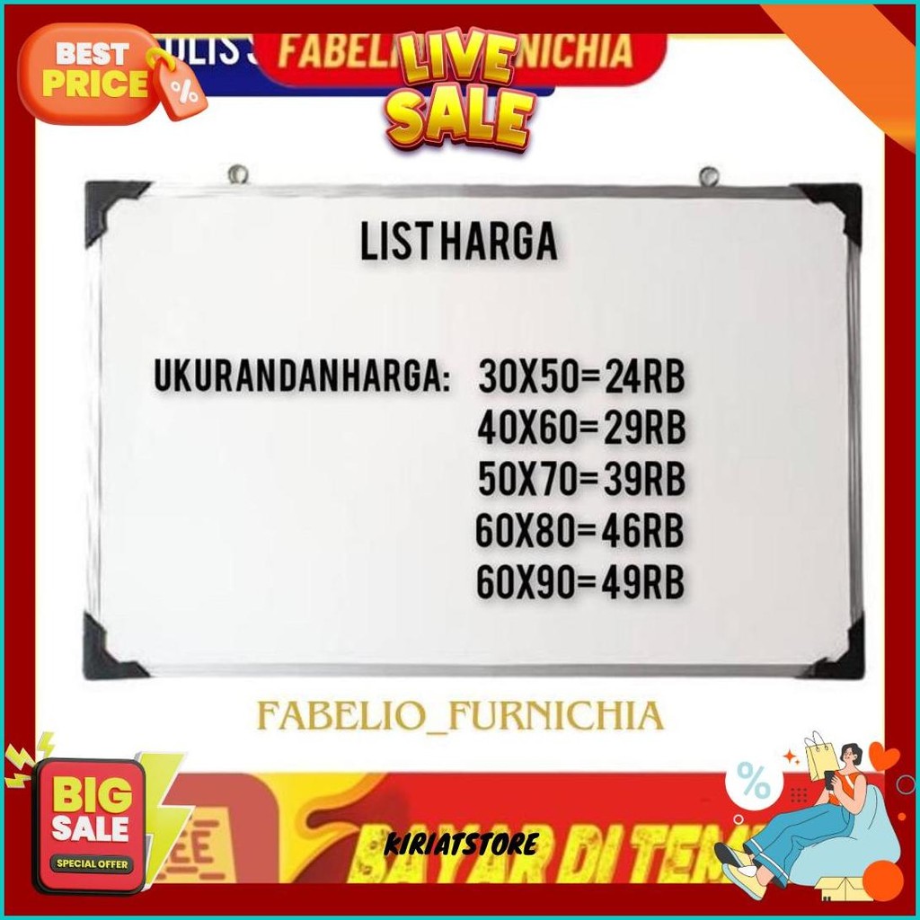 

Papan Tulis 60X90Cm Spidol Dan Kapur Whiteboard / Blackboard Ukuran 60X90 Cod