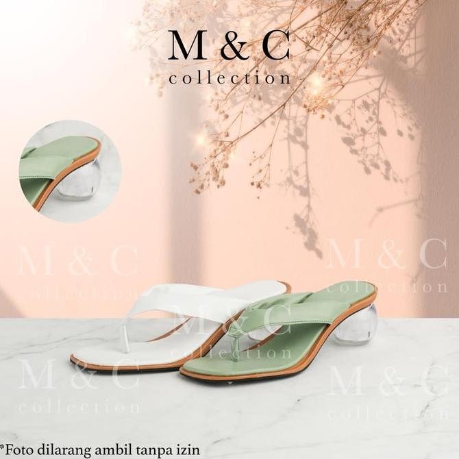 DY108 >> heels kaca bulat / hak import kaca / sepatu wanita / sepatu santai