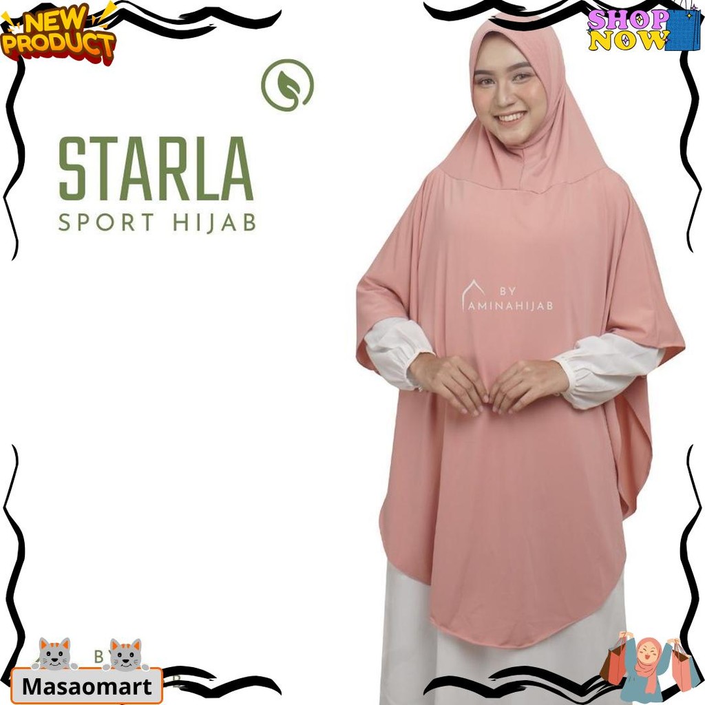 Aminahijabs - Hijab Olahraga Jilbab Khimar Sporty Jersey Premium STARLA Grosir
