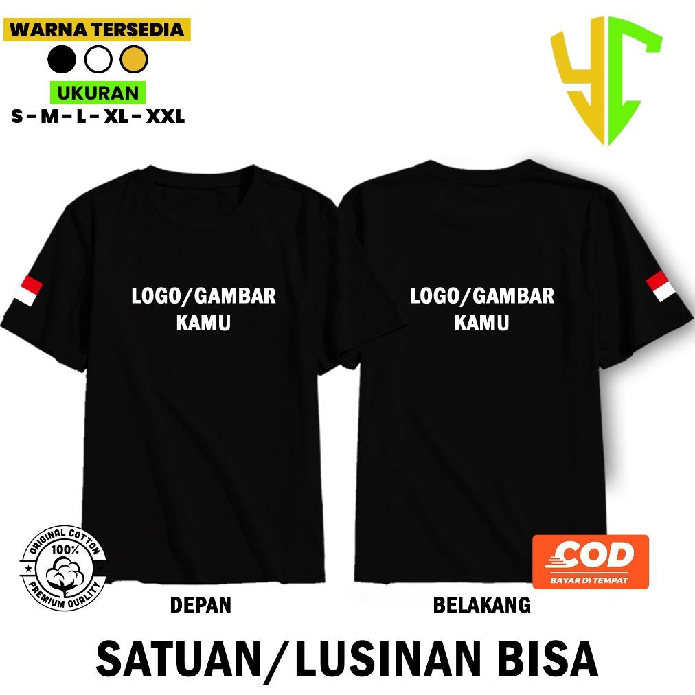 Fue-K5X20 T-Shirt Kaos Satuan/Lusinan Custom Bisa Request Foto Dan Design Sendiri | Baju Kaos Pria |