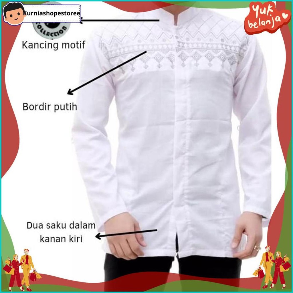 Baju Koko Putih Remaja/Dewasa Lengan Panjang Promo