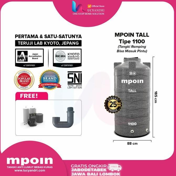 Tangki Air MPOIN 1200 Tall Toren Tandon Tanki 1200 L Mpoin Plus