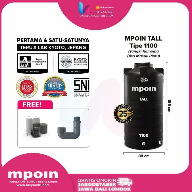 Tangki Air MPOIN 1100 Wave Tall Toren Tandon Tanki 1100 L Mpoin Plus