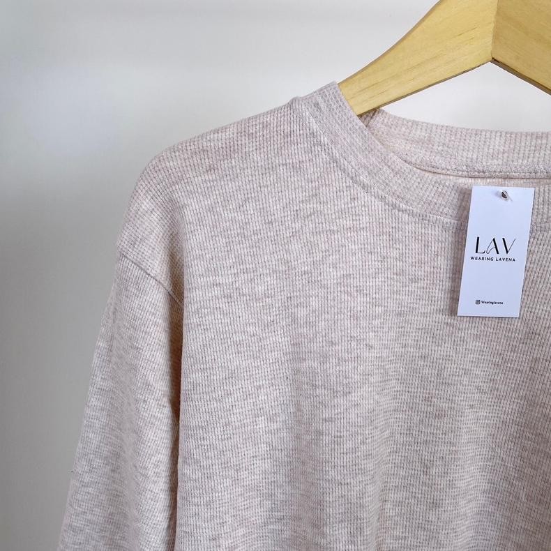 Ct_C1077 Lavena Clara Knit Blouse / Waffle Knit / Atasan Lengan Panjang Balon / Kaos Lengan Panjang 