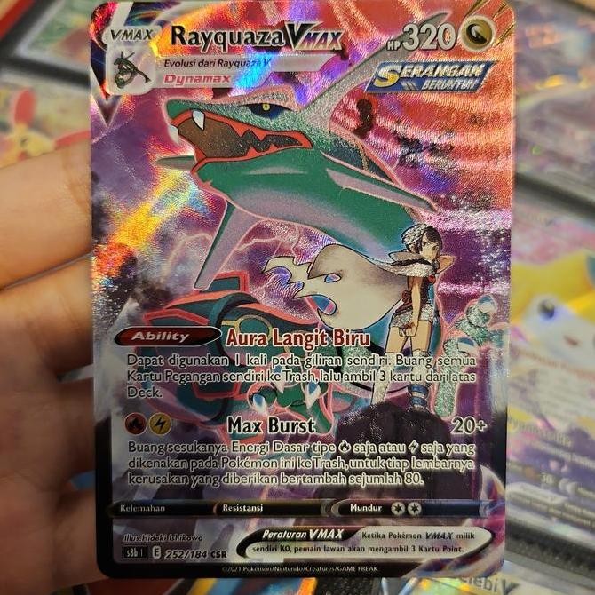 rayquaza vmax csr pokemon tcg indonesia s8b (MINUS DI FOTO) Rare Original