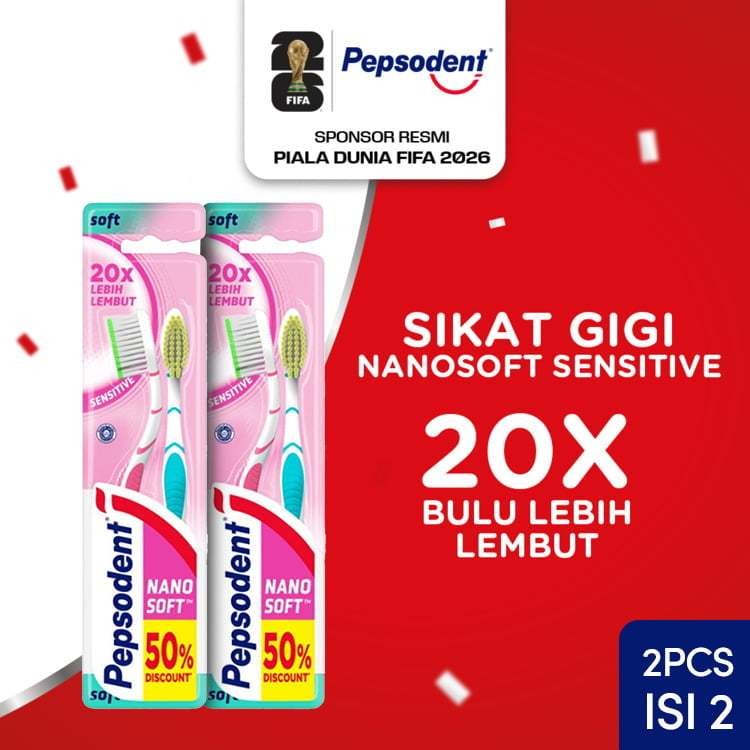 Pepsodent Nanosoft Sikat Gigi Sensitive Multipack isi 2 x2