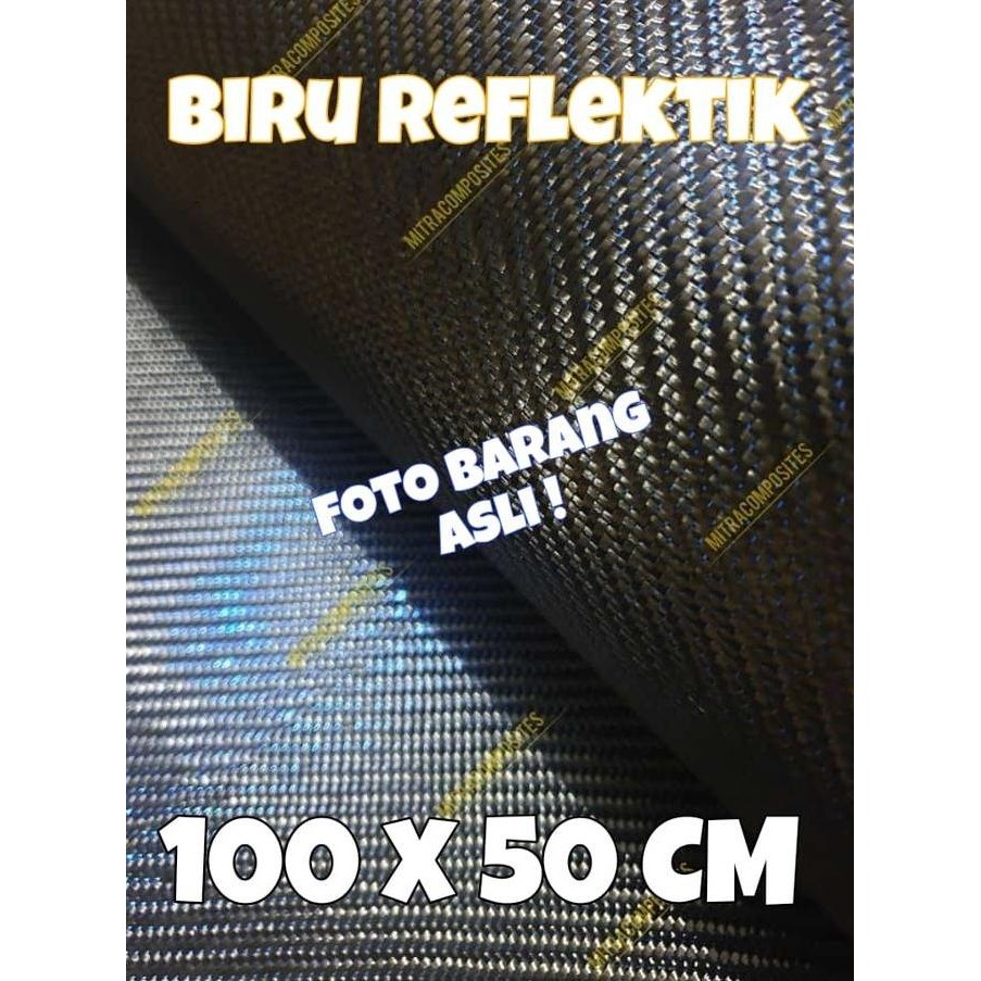Serat 220g Carbon Karbon Kevlar Fiber Biru Blue Biru Metalik Reflektif New Carbon