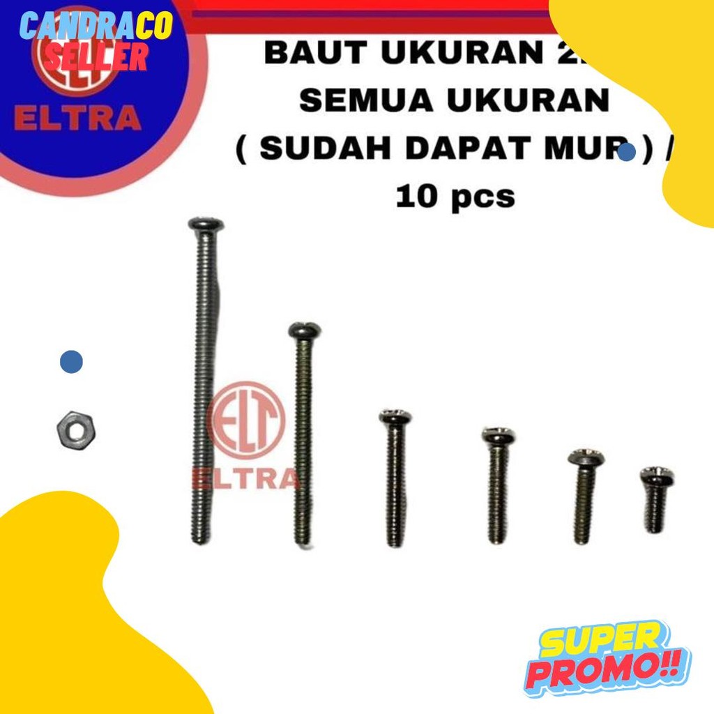 50% Off Baut 2Mm Semua Ukuran Screw M2 Panjang Jp Mur / 10 Pcs Ukuran Kecil Baut Komputer