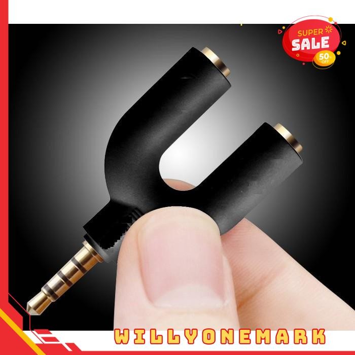 U SHAPE SPLITTER JACK 3.5MM HEADPHONE MIC KE SMARTPHONE SMULE VC SKYPE TERBAIK