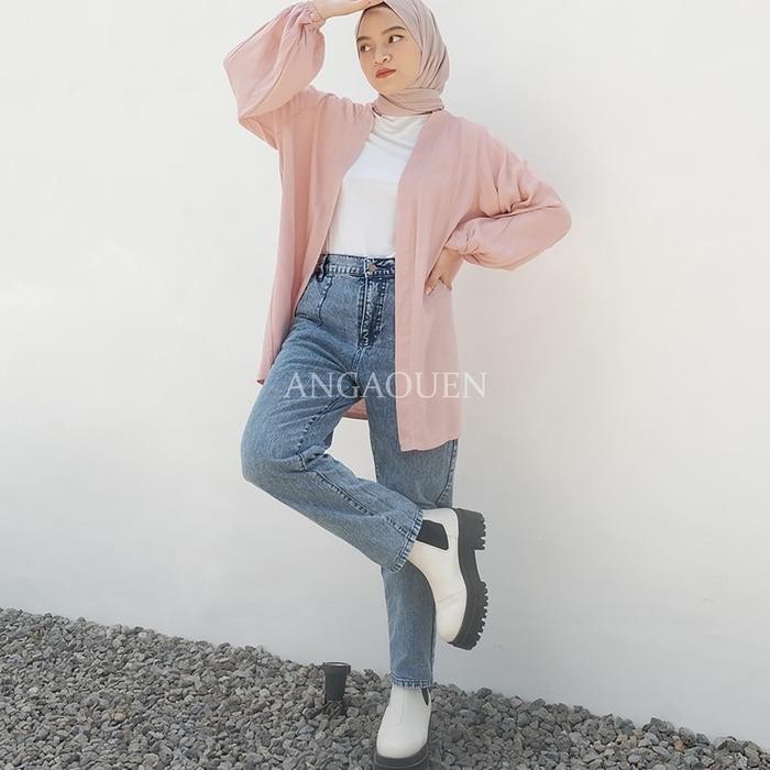 Angaouen - Lalune Cardigan 019 Outer Korea Putih Baju Luaran Wanita Elegan Lengan Panjang Trendi Mod