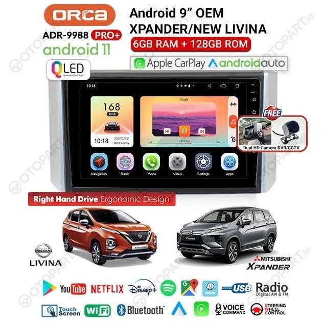 // Headunit Android Xpander Livina 2018-2021 Orca 9988 G2 Pro Plus Dvr //