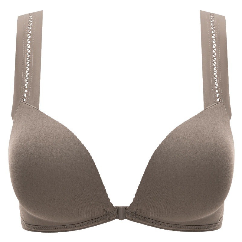 【COD】Bra kait depan untuk dada kecil, push up, tanpa jahitan, tanpa kawat, bra dada besar gaya tipis