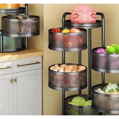 Shenar Astro Rak 3 Susun Rak Susun Besi Dapur Sernbaguna Tingkat El Bulat Rak Troli Susun Putar Rota
