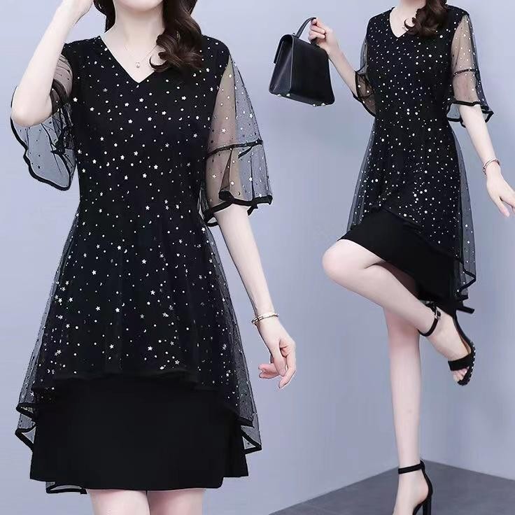 2025 New L Lengan Pendek Gaun Panjang Dress Bungalong Dress Korea
