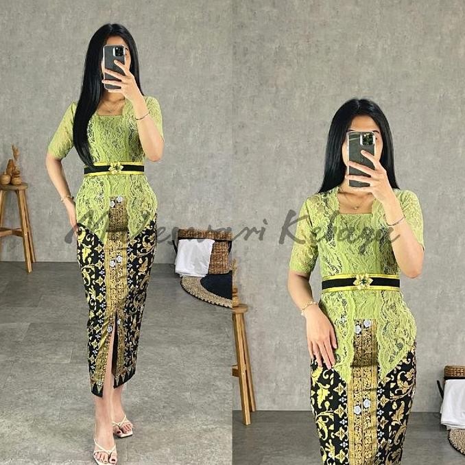Kebaya Bali Set Brukat Bianca Sage Green
