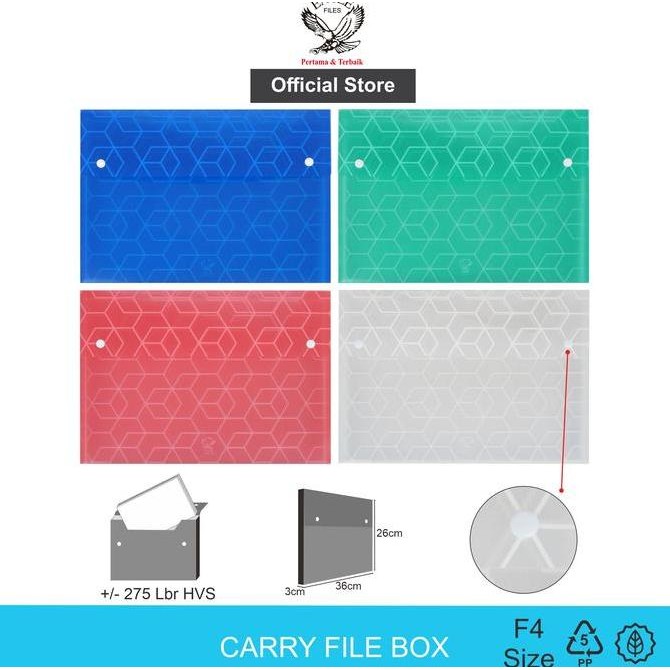 

TERMURAH - EAGLE Carry File Box Transparan Tebal Cm Map Dokumen Motif KUBUS F4