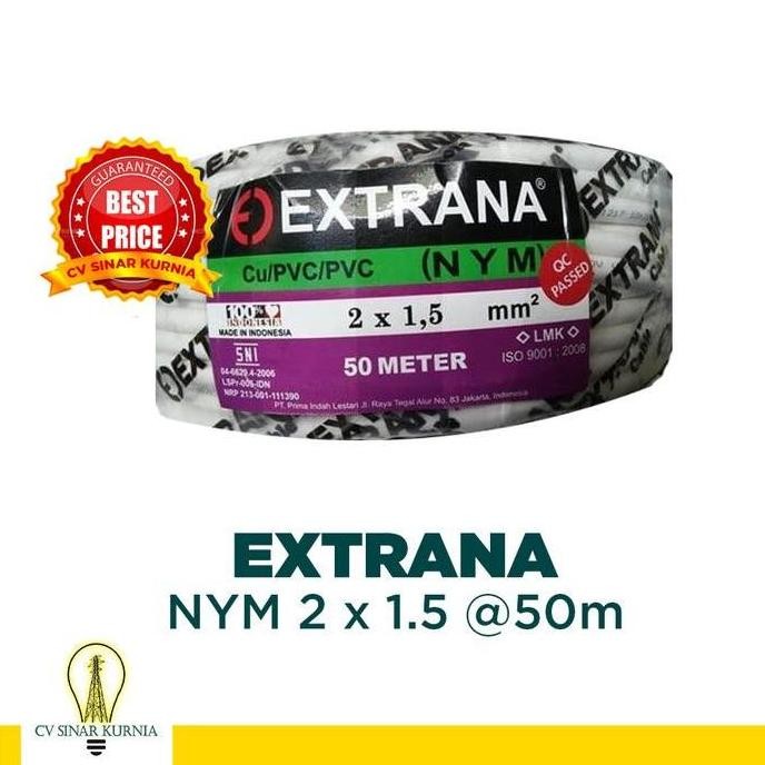 Kabel Listrik NYM 2x1,5 2x1.5 50M EXTRANA | EXTRANA Kabel NYM | SNI