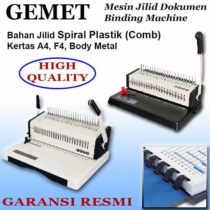 

BEBAS ONGKIR - Mesin Jilid / Binding GEMET, Spiral Plastik (Comb), Berbagai Varian Pilihan, Kertas A4, F4, Kualitas dan Terbaik, GEMET