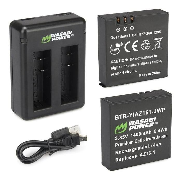 TERBARU - Wasabi Power Battery Kit for YI 2 4K 4K+ Lite YI4K YI4K+ YI2