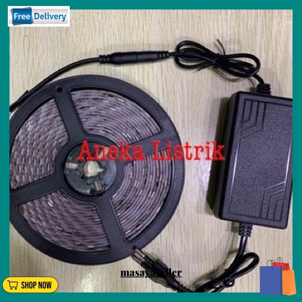 Lampu Strip Rgb 5050 Warna Warni Running Nyala Otomatis Set + Adaptor 4.5Meter (Tanpa Remote) Tiktok