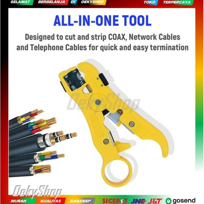 DT109 }} Tang Kupas Kabel Coaxial UTP RG59 RG6 RG7 RG11