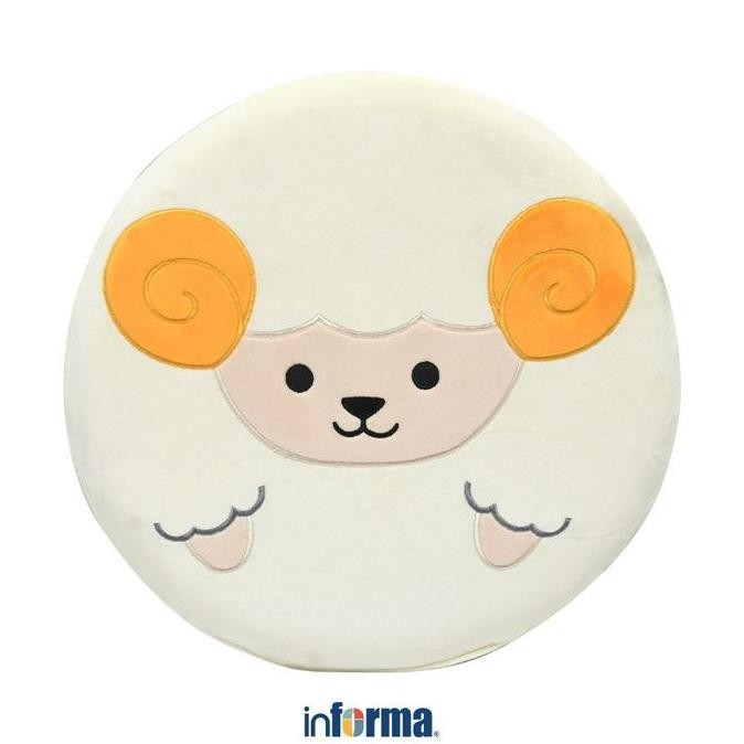 PROMO - INFORMA 40 CM BANTAL SOFA ANIMAL ROUND SHEEP - PUTIH IVORY