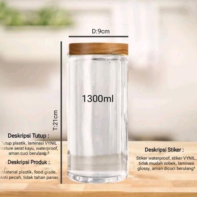 MINIMALIS DESIGN Toples TABUNG Toples plastik kayu toples bumbu toples estetik GRATIS STIKER WATERPR