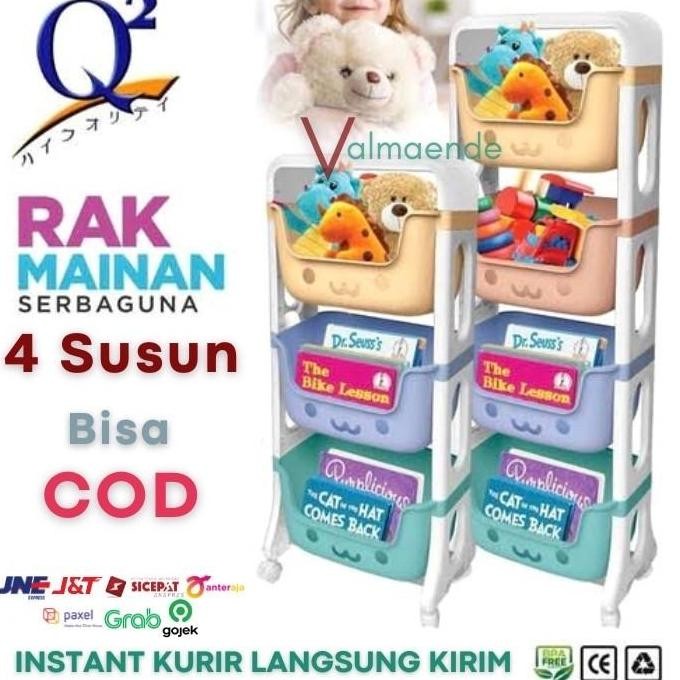 TERMURAH - Rak Susun Rumah Tangga Rak Troli 4 Susun Mainan Anak Lucu Roda Kotak Penyimanan Q2 8804