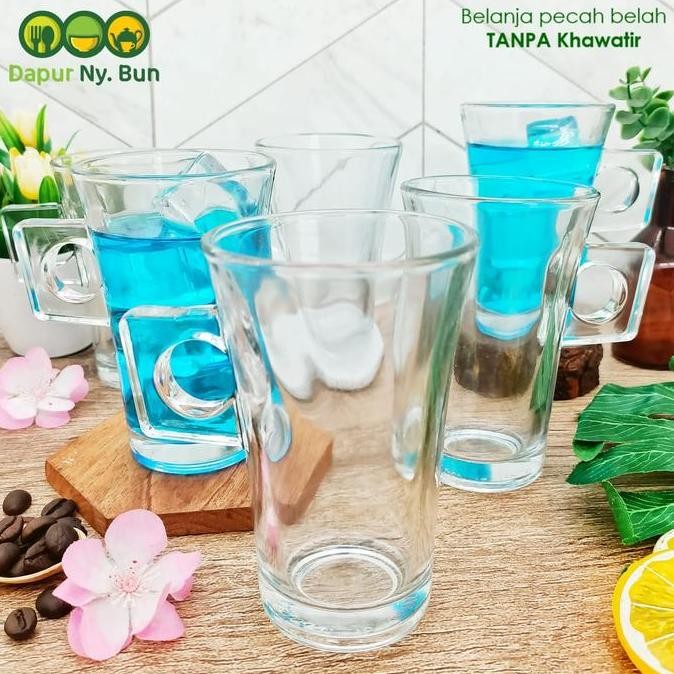 6Pcs Cangkir Kopi Kaca GAIYO Ukuran 200ml / Gelas Kaca / Mug Kopi