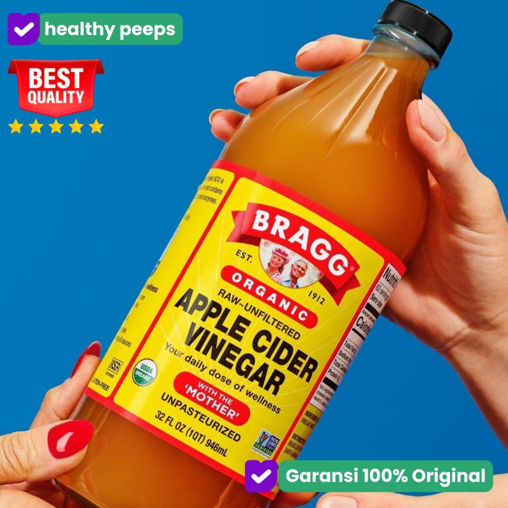 

Bragg cuka apel - apple cider vinegar with mother original 473ML 946ML - bragg cuka sari apel original asli murni organik untuk kesehatan , diet & toner wajah - obat pelancar lancar bab dewasa , maag / mag , gerd , asam lambung herbal