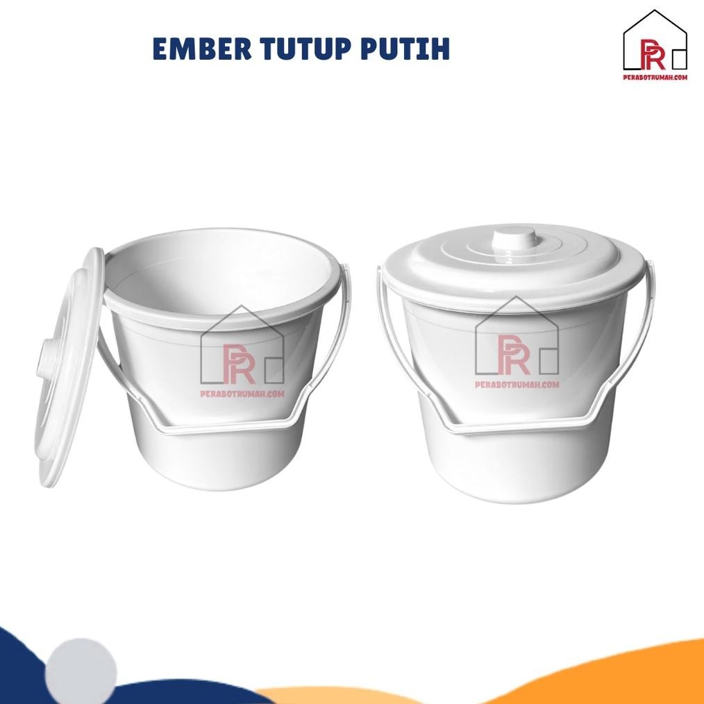 Ember Tutup Warna Putih / Ember Plastik / Bak Cuci Kamar Mandi