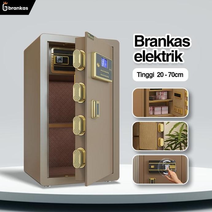 Brankas Digital Ukuran 35x25x25 Bahan Besi Tebal Anti Maling Pin dan Fingerprint Sidik Jari Password
