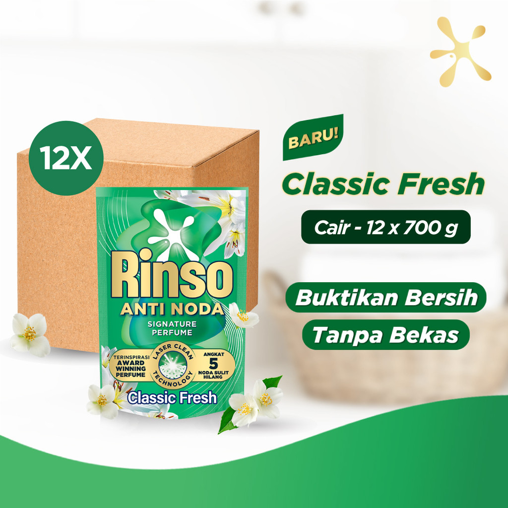 Rinso Molto Anti Noda Detergen Cair Classic Fresh 700g (Isi 12)