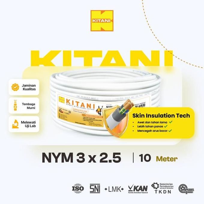 KITANI - NYM 3x2.5 mm - 10 Meter - Kabel Tembaga Kawat