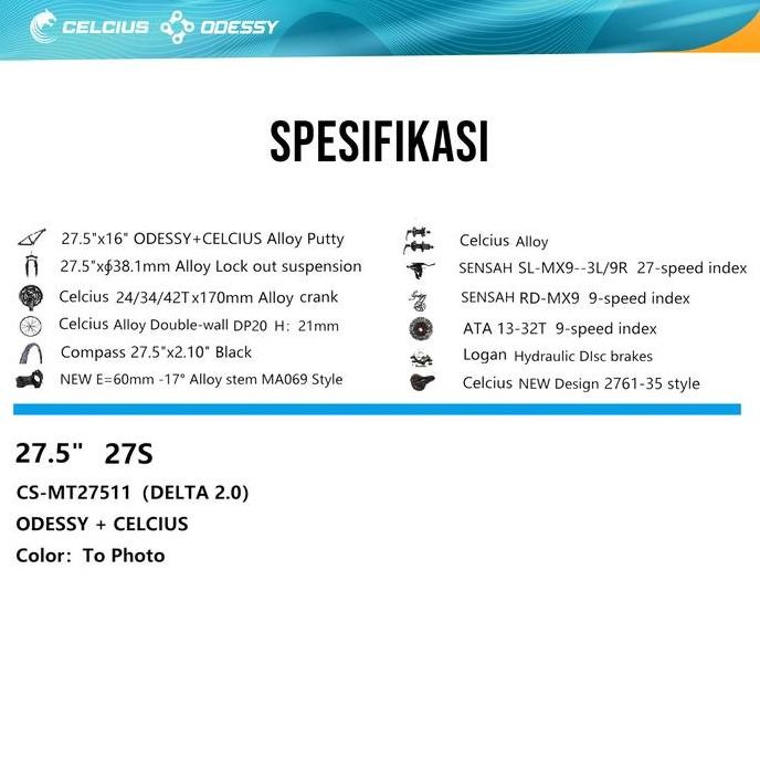 TERLARIS - Sepeda Gunung MTB Celcius Delta Frame Alloy 27.5" - 27 speed