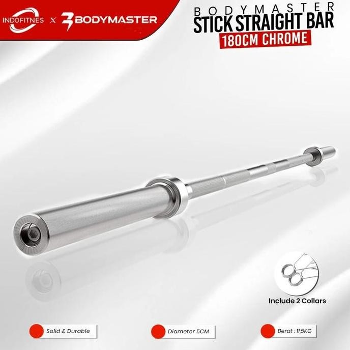 BODYMASTER Stick Olympia 180cm Dumbell Olympic Bar Barbel Gym Chrome