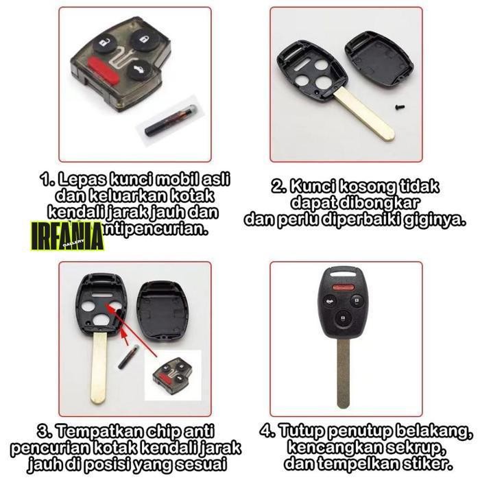 eq-77 fgk-24 fgh-56 Casing Kunci Honda 2 Lobang Cover Key Duplikat /Casing Rumah Kunci Remote Mobil 