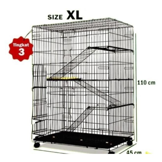 KANDANG KRYPTON TINGKAT 3 & TINGKAT 4 BESI LIPAT (ukuran 75 & Uk.90)