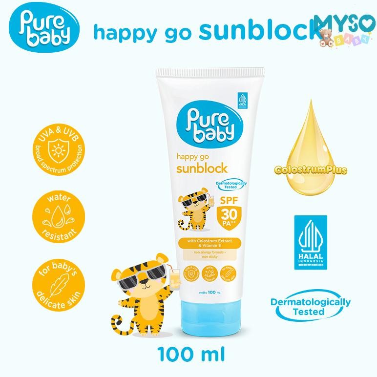 Pure Baby Happy Go Sunblock SPF 30 PA++ 100ml Sunblock muka badan anak bayi Lotion SPF bayi