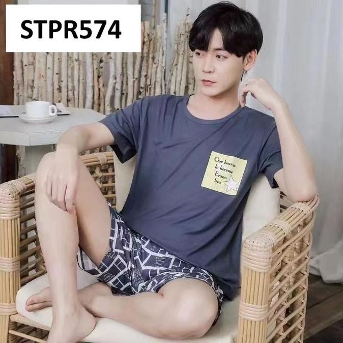 Baju Pria Setelan Lengan Pendek Celana Pendek Untuk Santai Dan Tidur