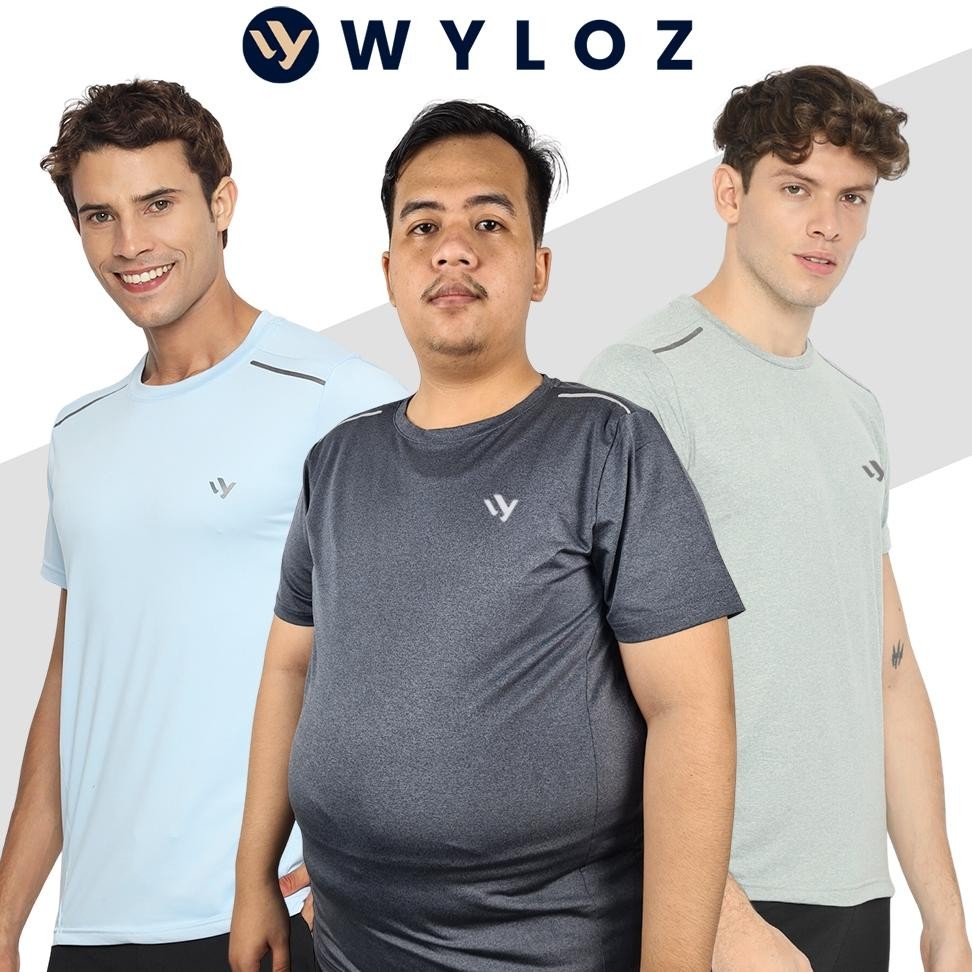 WYLOZ Baju Kaos Olahraga Training Lengan Pendek Pria Gym Fitness Jersey Lari Running Sepeda Bola Fut