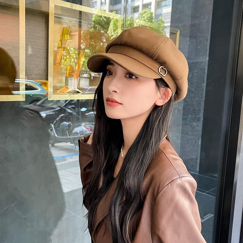 Topi Baret Oktagonal Gaya Korea/Inggris Untuk Wanita /Topi Fashion Kekinian Wanita