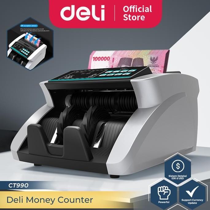 Deli Mesin Penghitung Uang / Money Counter 130 notes CT990 BS