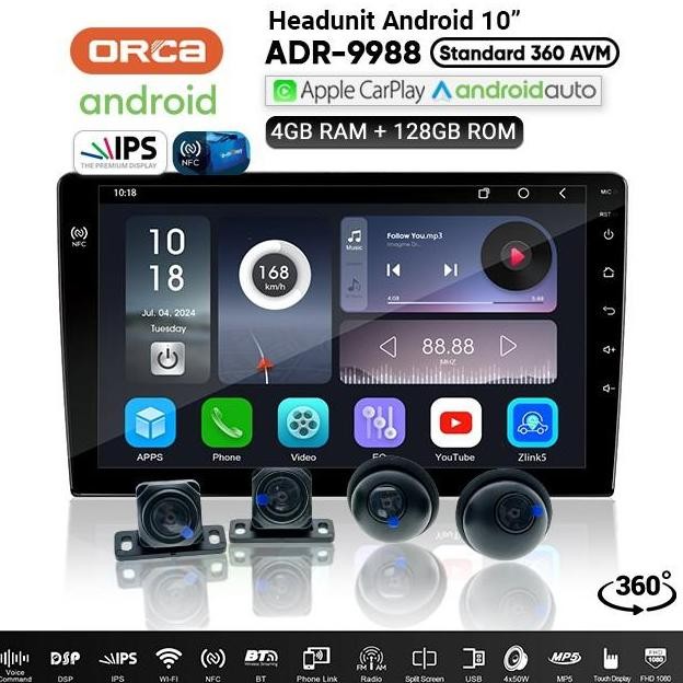 Head Unit Android Orca Standart Nfc + Kamera 360 Ram 4/128Gb
